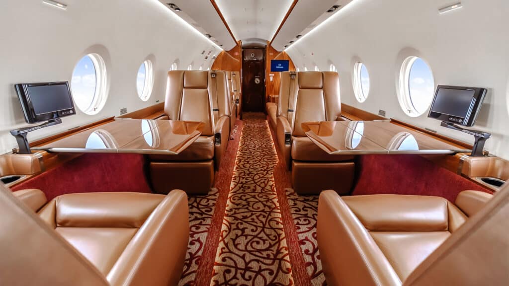 Gulfstream G280 cabin view from forward to aft