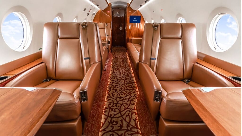 Gulfstream G280 cabin view from forward to aft.