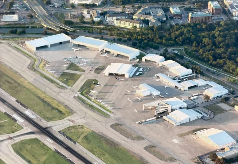 Aerial photo of Business Jet's Love Field (KDAL) East Campus and FBO.