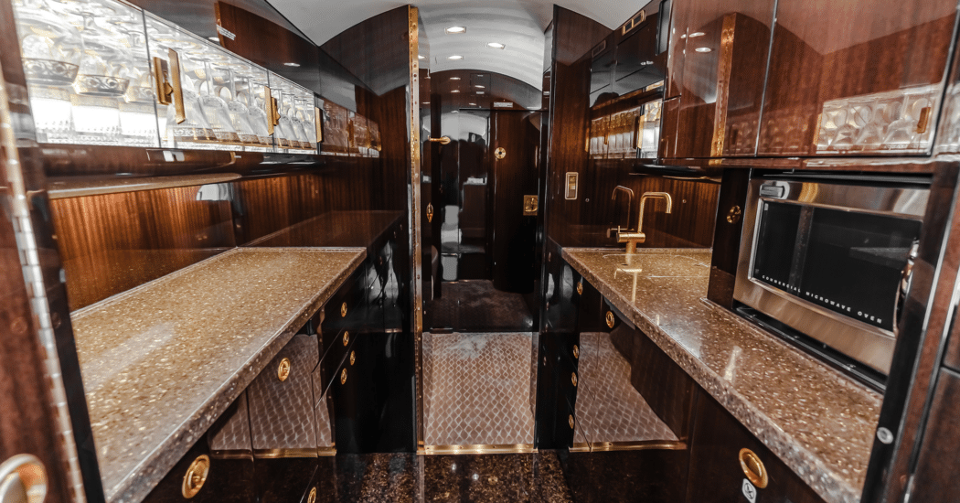 Spacious aft galley in the Gulfstream G550
