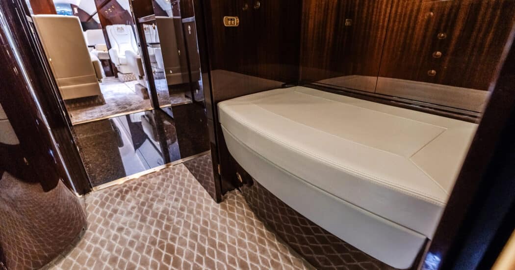 A restroom lavatory inside the Gulfstream G550