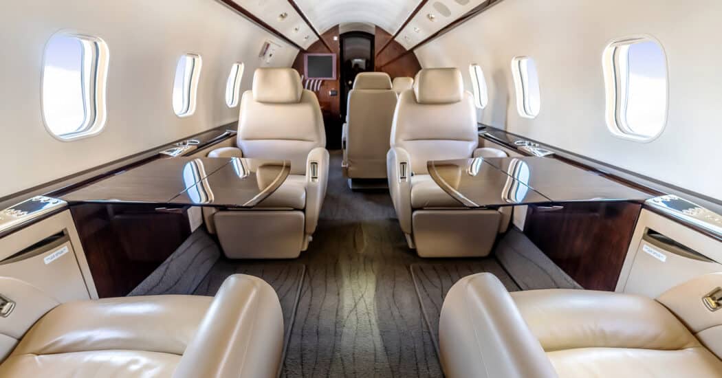 Club seating on a Challenger 300