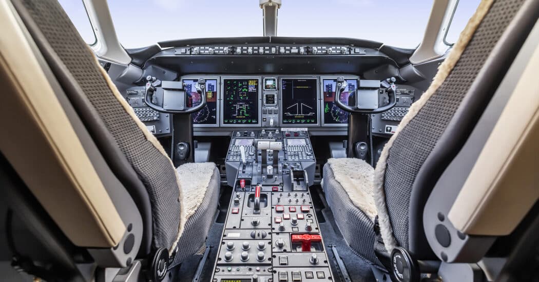 Flight deck of a Bombardier Challenger 300 charter jet